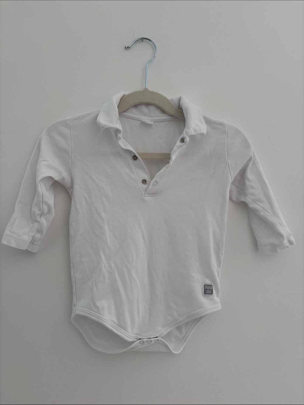 Kids White Long-Sleeve Polo Bodysuit